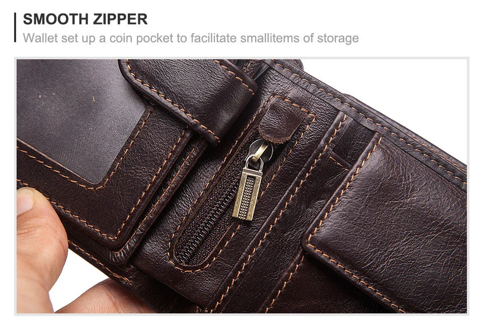 Premium British cowhide leather wallet with multi-card design and anti-magnetic protection