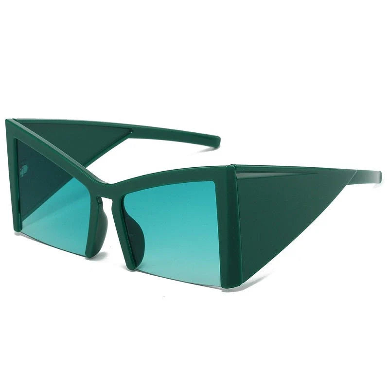 Irregular semi-rimless sunglasses with UV400 protection, offering a unique and stylish design for both men and women