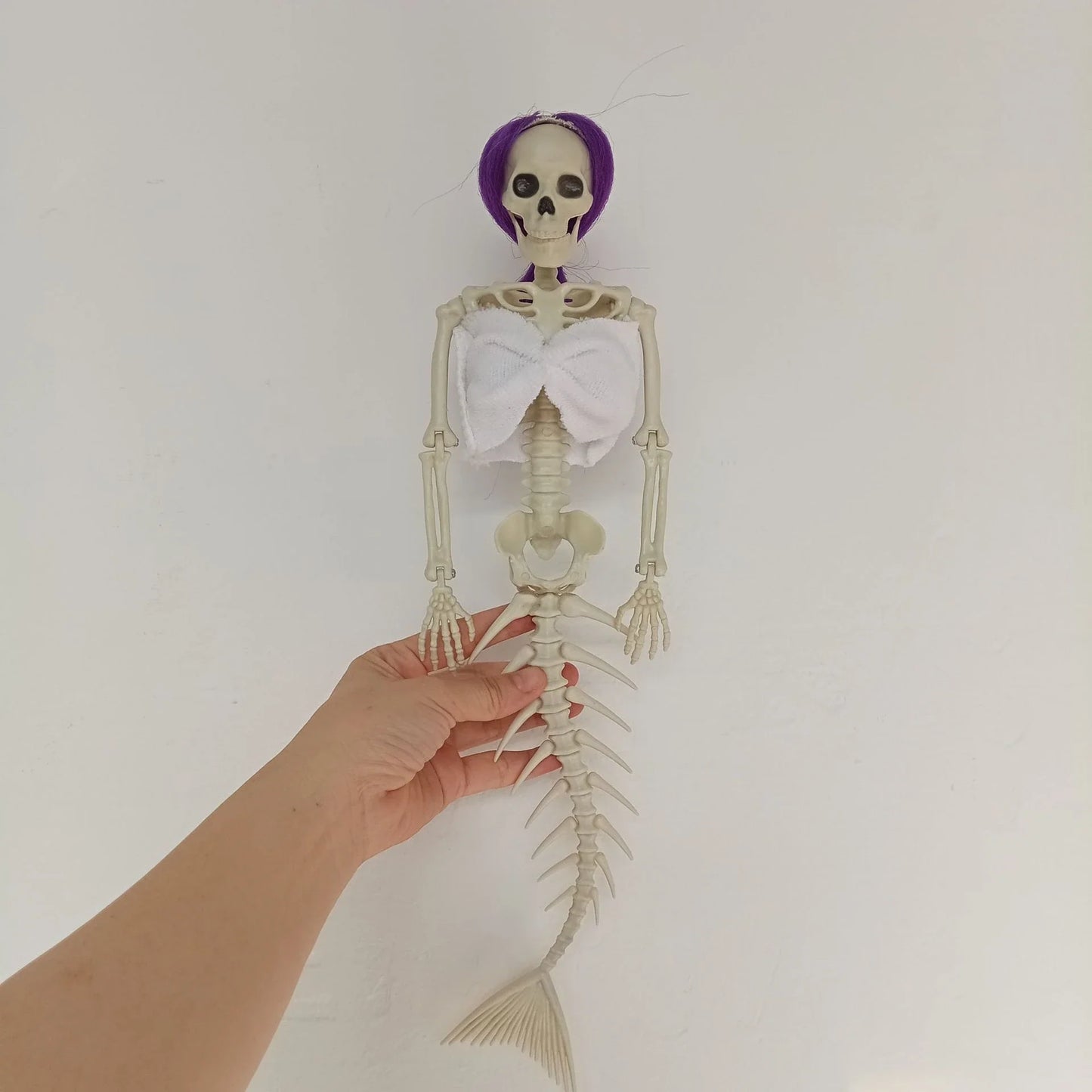Mermaid bone pendant decoration in brown, dark purple, burgundy, and lake blue colours, ideal for Halloween outdoor courtyard displays