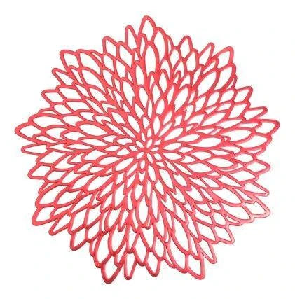 Elegant flower-shaped PVC placemat with a delicate floral design, perfect for refined dining