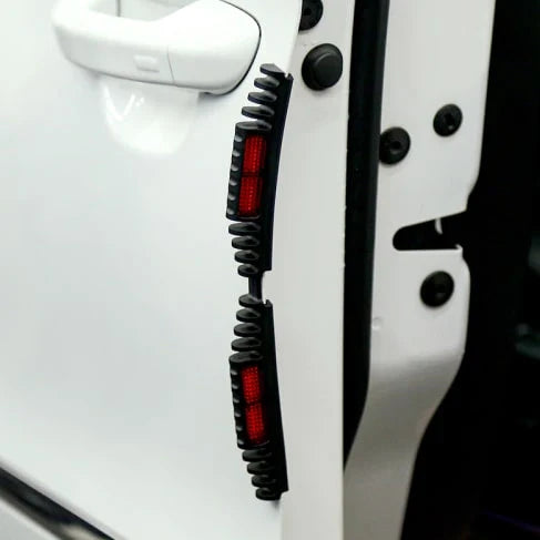 Reflective Ridged Door Guard Strips for protecting car doors from dings, dents, and damage in crowded parking spaces