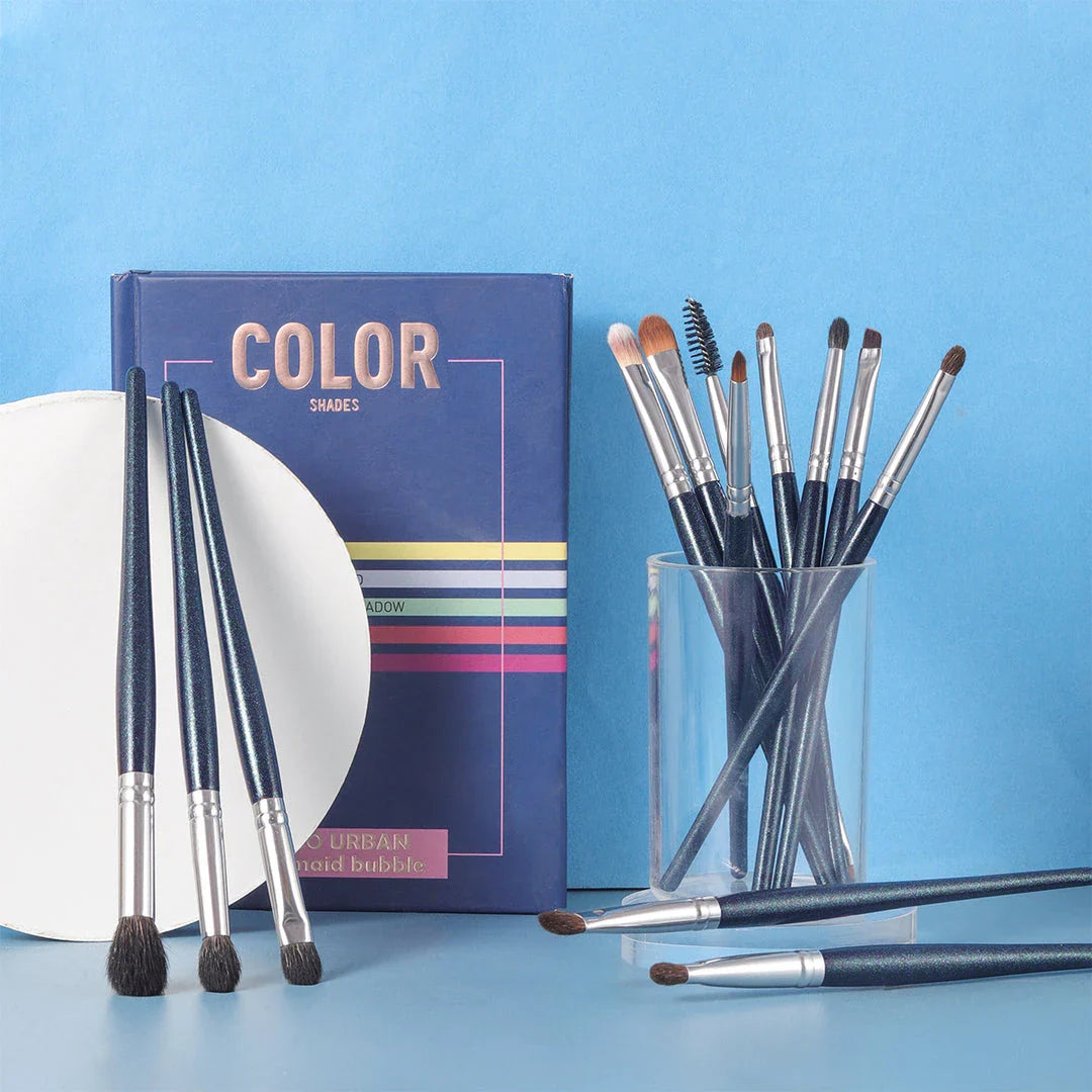 Premium 13-Piece Eye Makeup Brush Set with natural and synthetic bristles for flawless eye makeup application