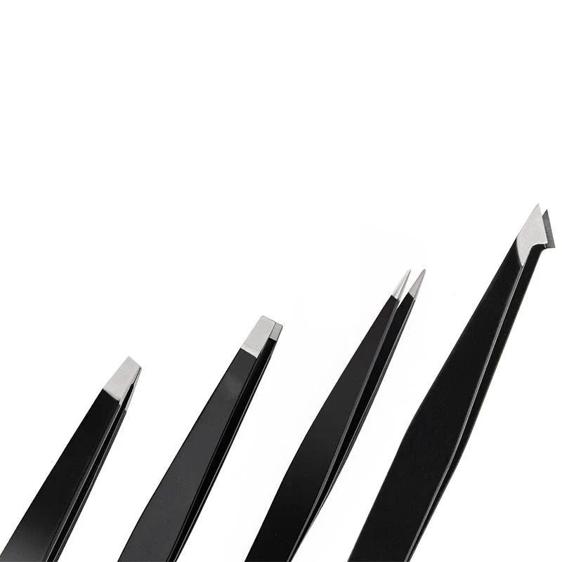 Premium 4-Piece Eyebrow Grooming Set with Precision Tweezers for Brow Shaping and Lash Application
