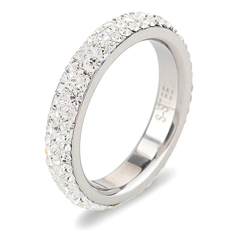 Personalized couple's ring made of stainless steel with rhinestone accents, a symbol of everlasting love and commitment