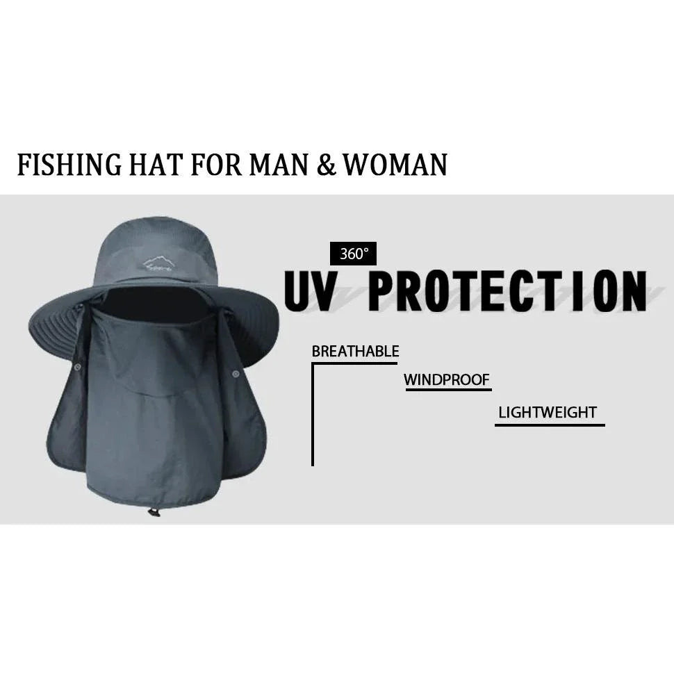 Summer QuickDry UV Protection Fisherman Cap with Face and Neck Cover for Outdoor Adventures
