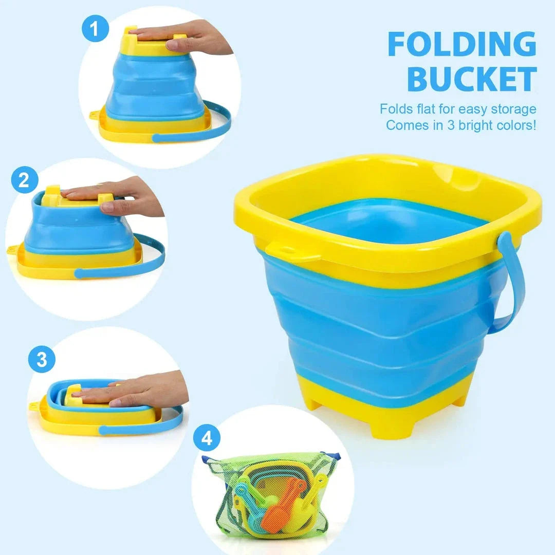 Collapsible Silicone Beach Bucket for Kids - Portable and Durable Summer Essential