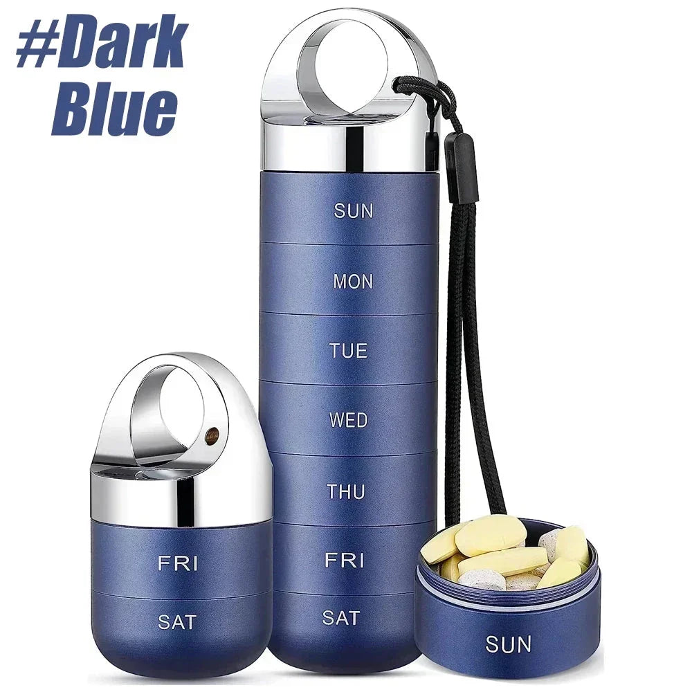 Portable Waterproof Metal Weekly Pill Box Organiser - Durable, Waterproof, and Compact Design