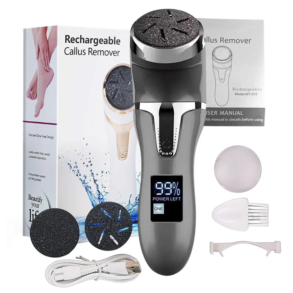 Electric Foot Dead Skin Remover, foot exfoliator with rechargeable battery and ergonomic design for smooth, soft feet