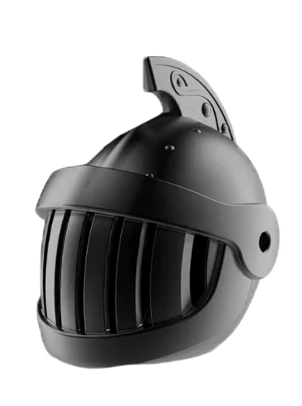 Premium medieval knight helmet-shaped air freshener made of aluminium alloy, designed to clip onto car air vents and refresh vehicle interiors