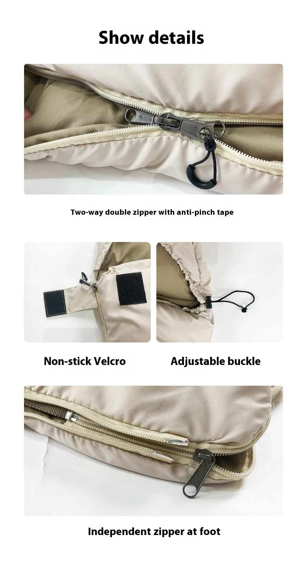Premium waterproof cotton sleeping bag with envelope-style structure and brushed cloth lining for outdoor camping