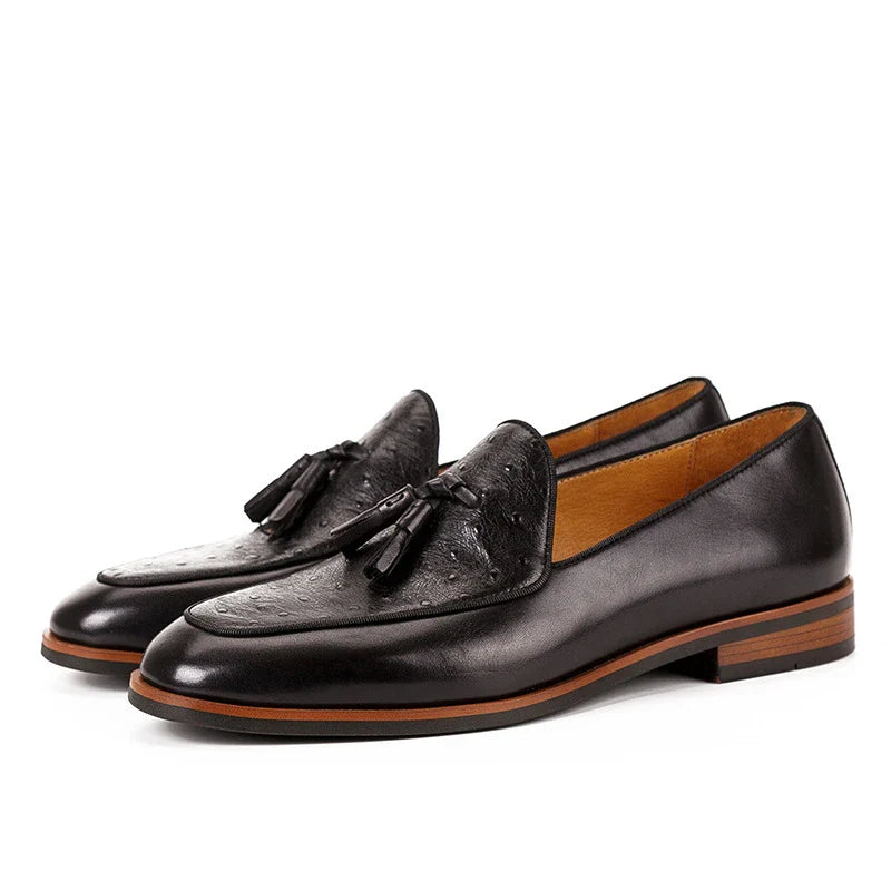 Premium British leather casual loafers with one-step design, breathable and durable construction, suitable for business and everyday wear.