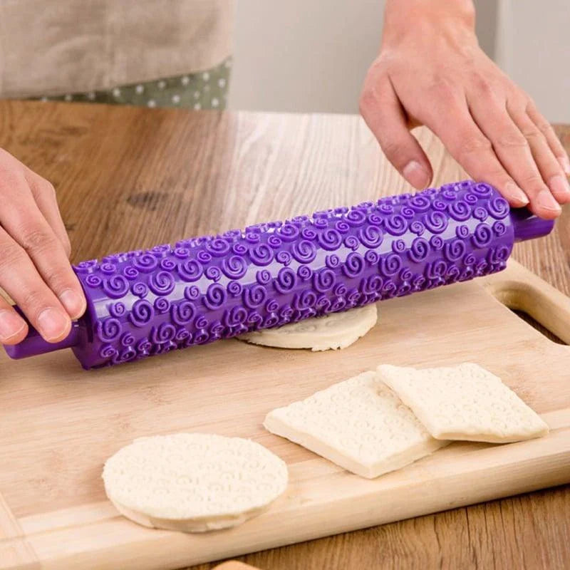 Eco-Friendly British Purple Patterned Rolling Pin for Home Baking - Premium Quality, Elegant Design, and Eco-Friendly Construction