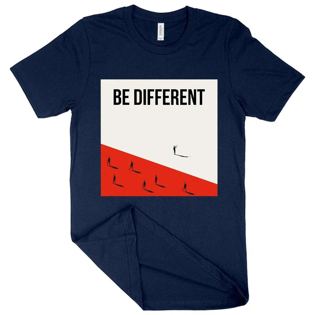 Distinctive and comfortable British t-shirt with 'Be Different' print, made from premium Airlume cotton in the USA