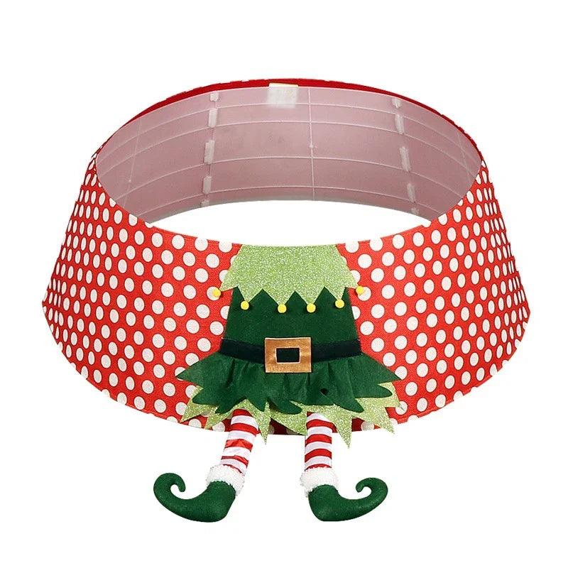 Premium festive Christmas tree skirt with a classic red and white polka dot design, adding elegant charm to your holiday decor.