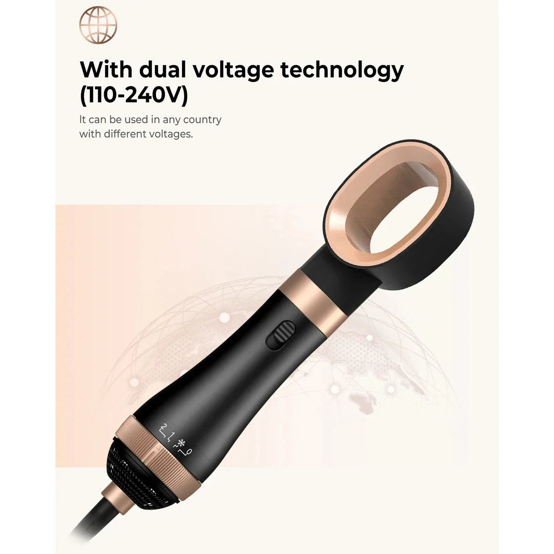 Professional 4-in-1 Hair Styling Brush with detachable attachments and negative ion technology for smooth, frizz-free results