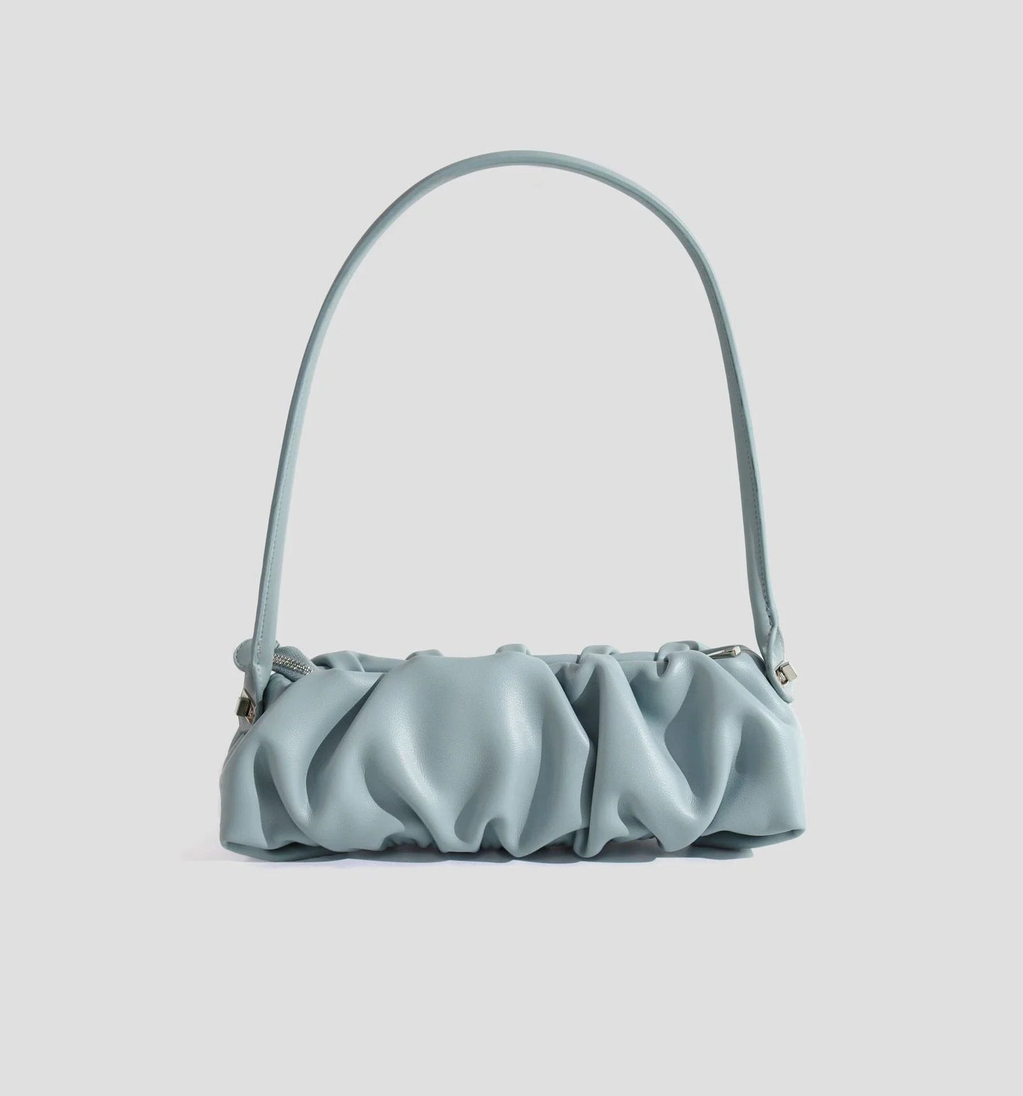 Pleated fashion one-shoulder diagonal handbag in various colours including white, yellow, green, black, and light blue