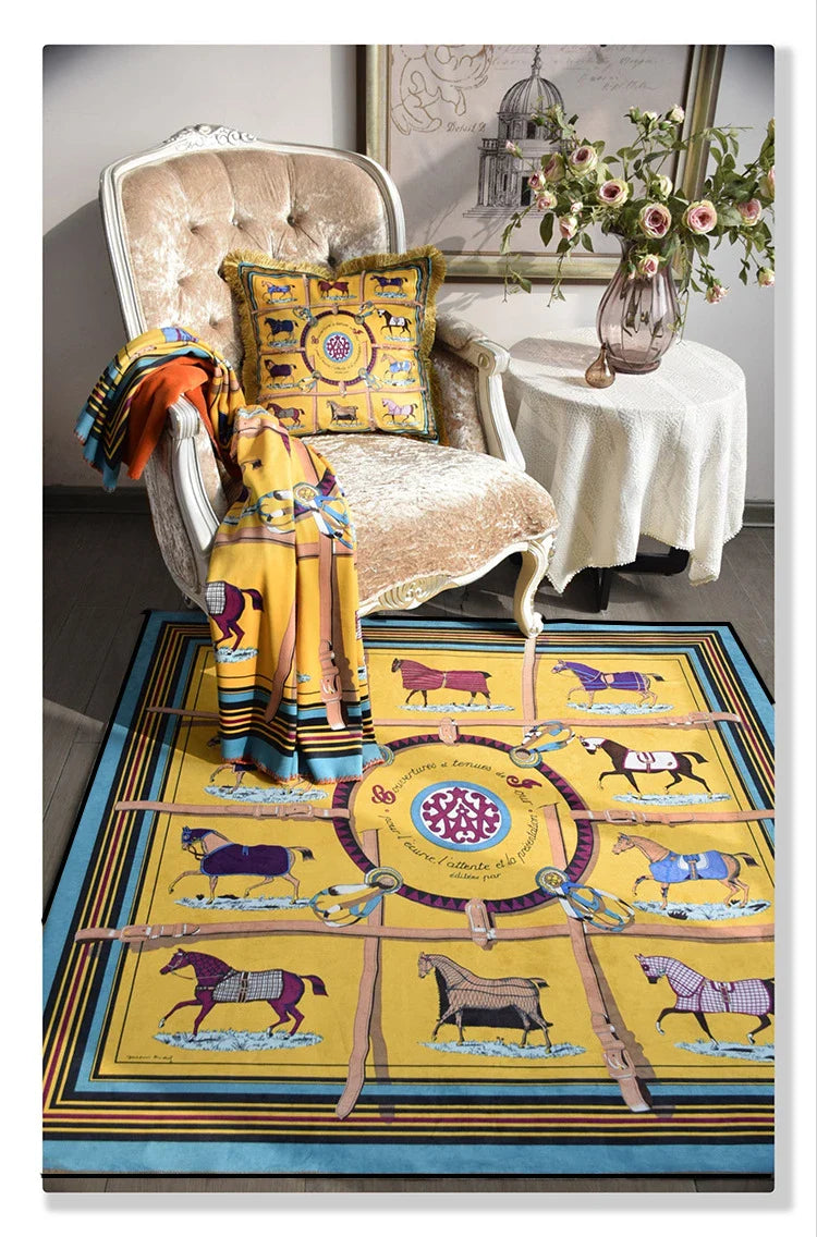 Stylish round rug made of premium polyester with non-slip backing for living room, bedroom or entryway decor