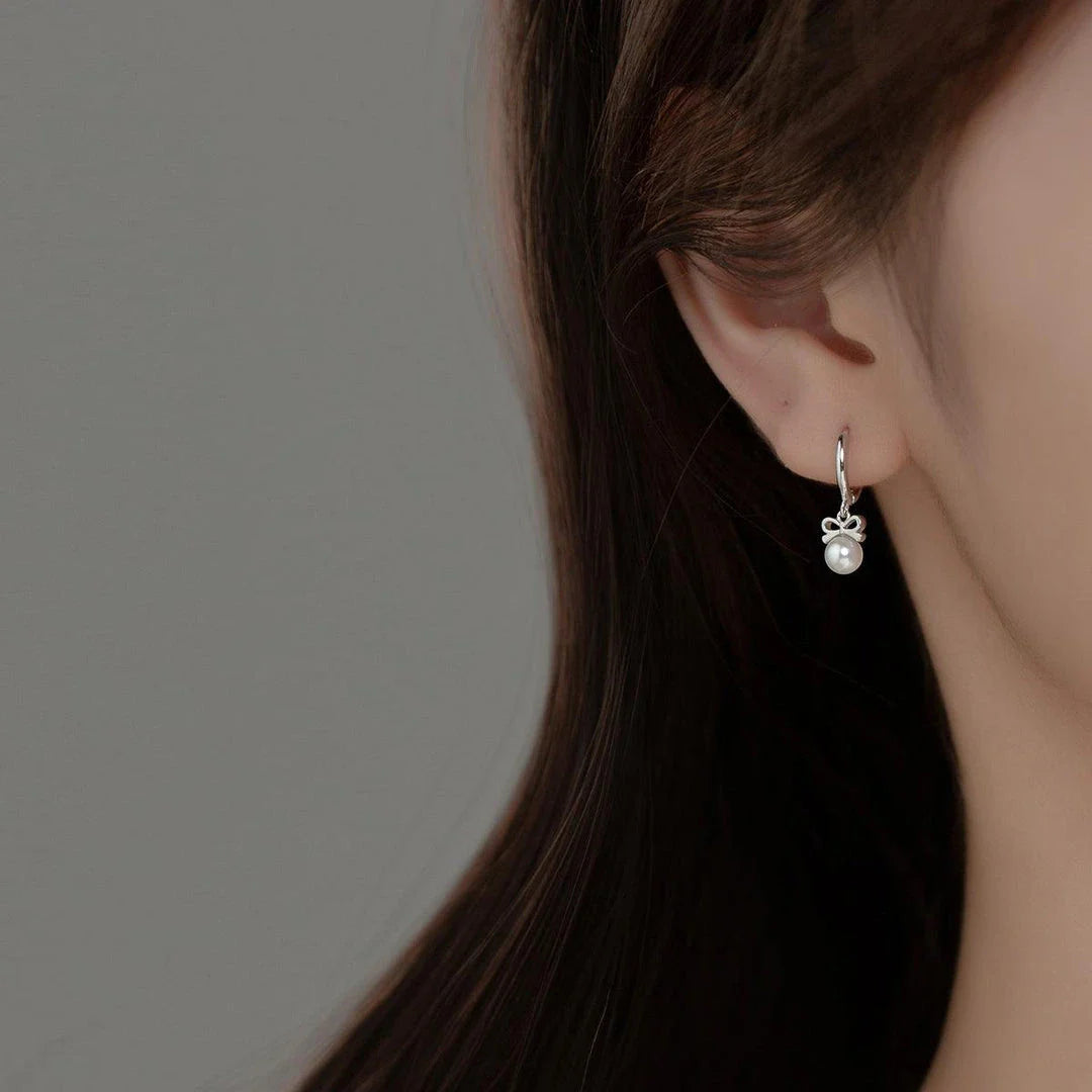 Elegant silver earrings with a Japanese and Korean-inspired butterfly design, made from premium S925 sterling silver