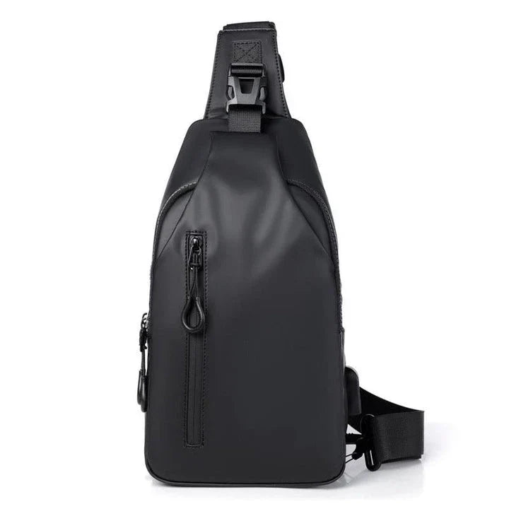 Versatile blue sling crossbody backpack for men with adjustable strap and spacious interior