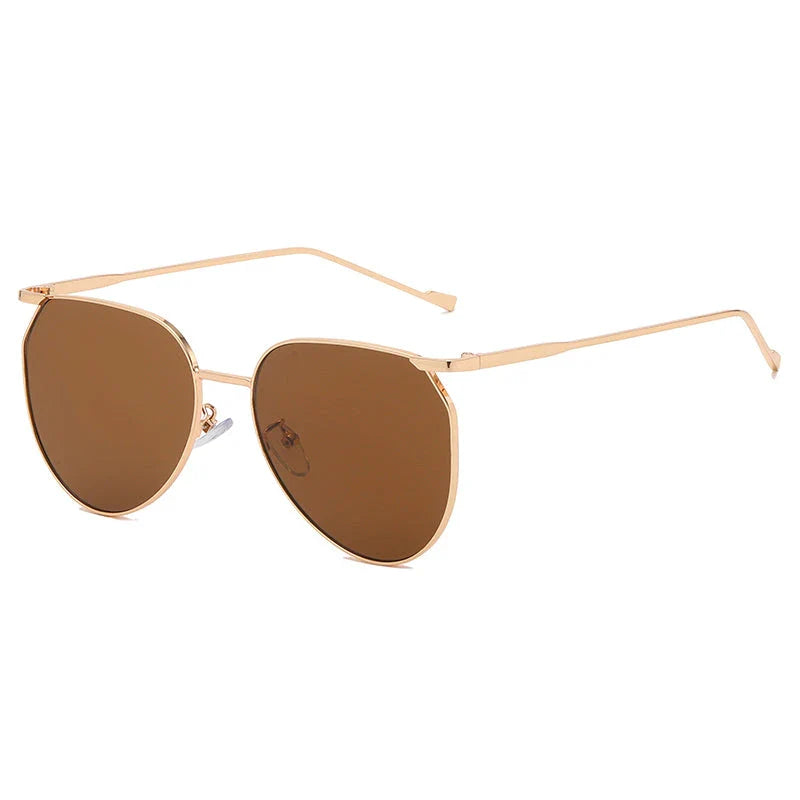 Elegant oval-shaped sunglasses with gradient lenses and alloy frames, offering timeless British style and UV protection.