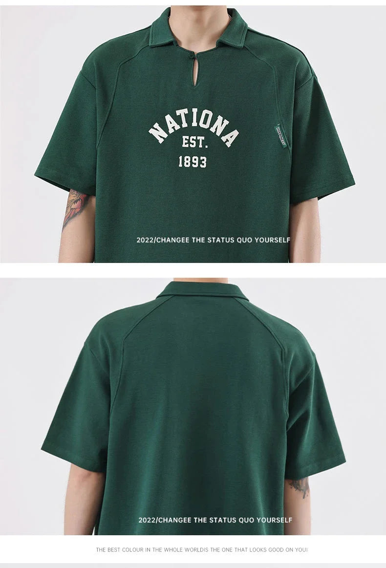 Premium half-sleeve cotton shirt with pearl collar in brown, melange grey, and dark green colours