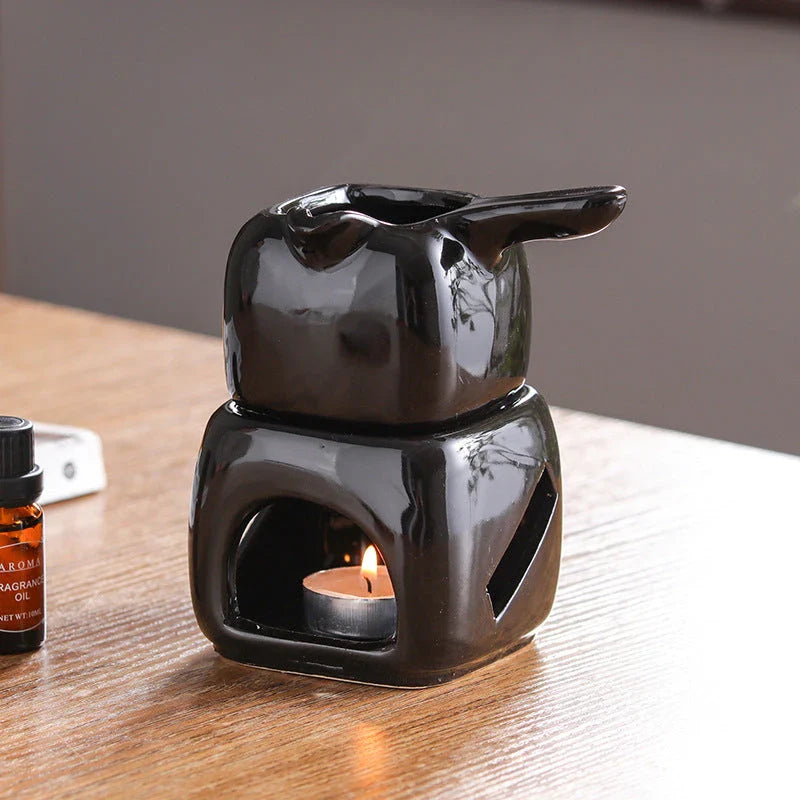 GiftHome UK Elegant Ceramic Candle Holder & Tea Warmer Set for Cosy Ambiance