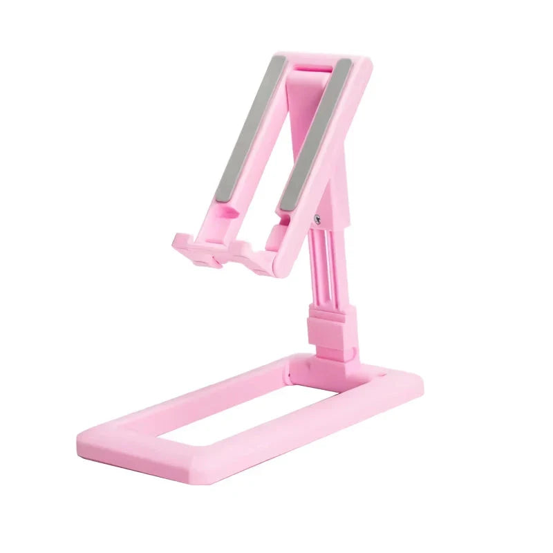 Adjustable and foldable phone stand in pink colour, providing hands-free convenience for work, entertainment, and on-the-go use
