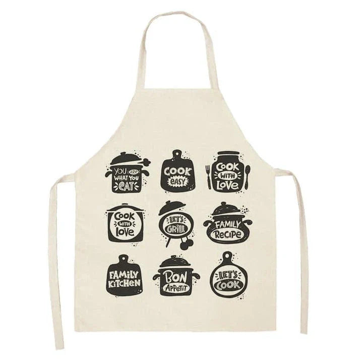 Premium Cotton and Linen Apron in Blue, Green, Grey, and White colors for the modern British kitchen