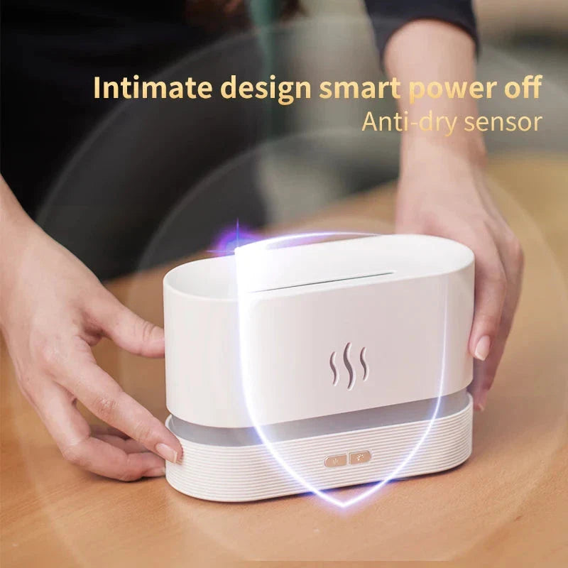 Elegant Flame Diffuser & Ultrasonic Humidifier with USB Power - transforms your space with a warm, flickering effect and refreshing mist