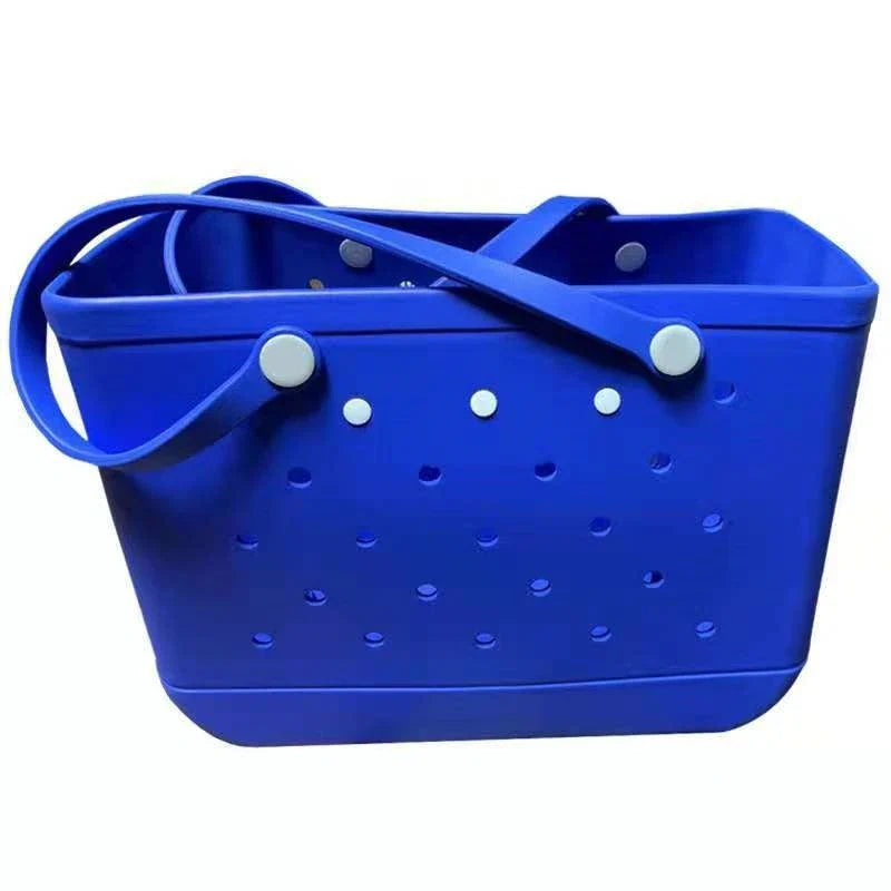 Premium waterproof beach tote bag in various vibrant colours, featuring spacious main compartment and multiple pockets for organised storage