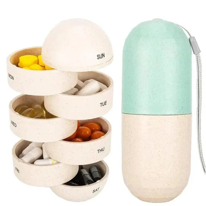 Secure Weekly Pill Splitters and Organiser with Waterproof Design for Medication and Supplement Management