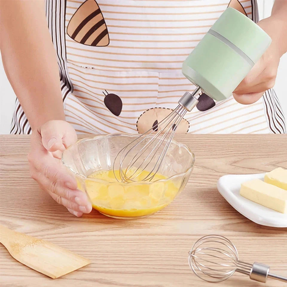 Versatile 3-in-1 Wireless Egg Beater and Garlic Chopper - Powerful 20W Motor, 3 Speed Settings, Rechargeable Design