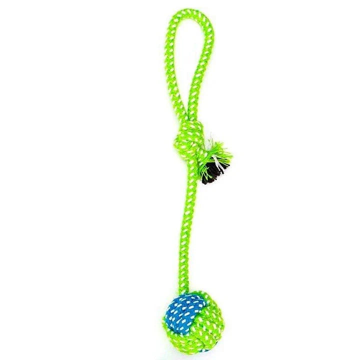 Premium Eco-Friendly Cotton Rope Dog Toy in green-orange colour