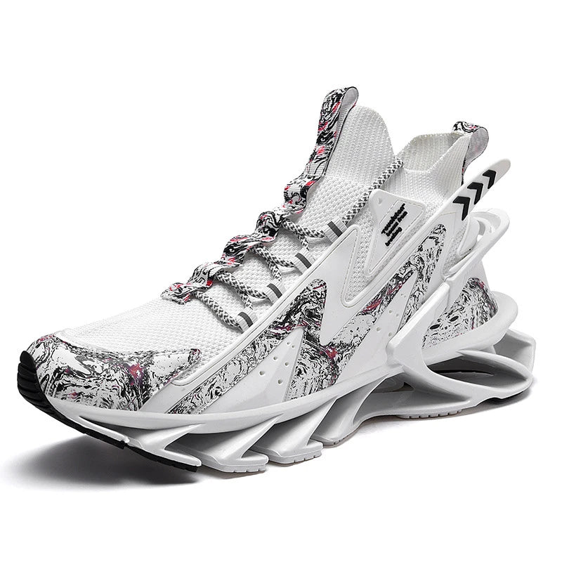 Premium sports trainers with breathable mesh upper and thick, shock-absorbing soles