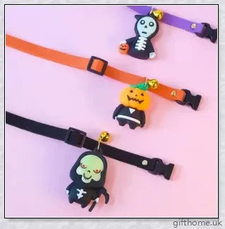 Collaween Halloween Pet Collar Adornment with whimsical cartoon patterns and glow-in-the-dark features