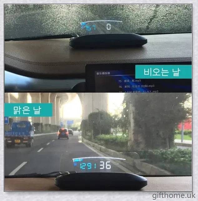 Premium windscreen-mounted car speed projector with bright, clear display reflecting on the windscreen