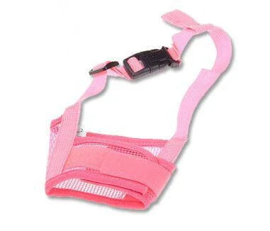 Breathable polyester mesh dog muzzle in various sizes for comfortable and secure canine wear