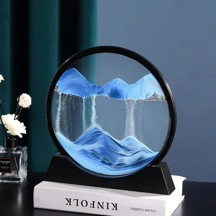 Captivating retro sandscape hourglass with mesmerising deep sea moving sand art