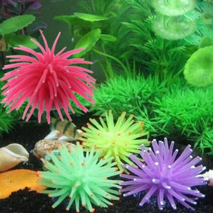 Premium silicone artificial aquatic life decorations in an aquarium, creating a mesmerizing underwater scene