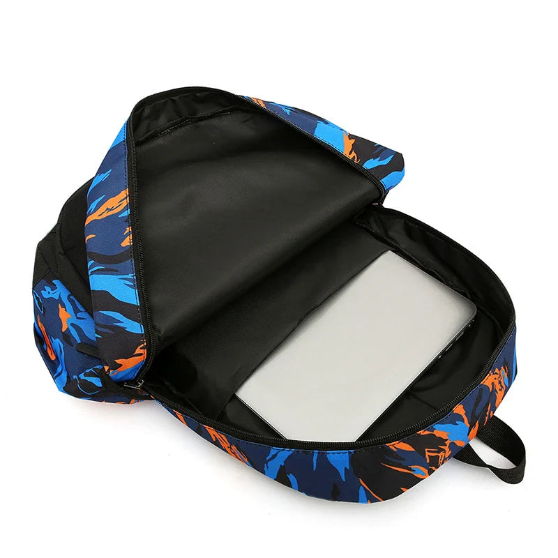 A durable, breathable Canvas Camouflage Backpack with multiple pockets and a spacious main compartment, perfect for outdoor adventures.