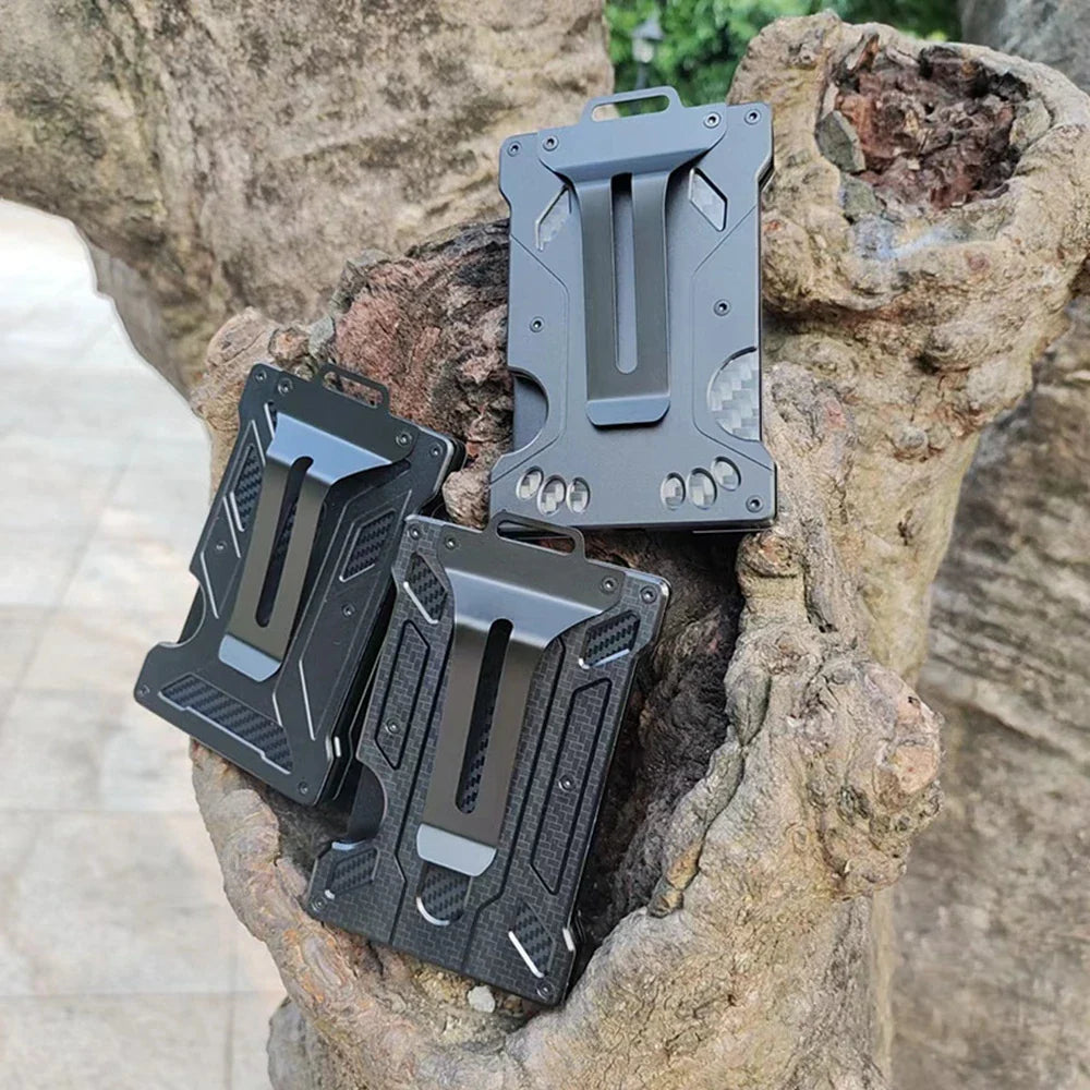 Aluminium alloy card wallet with secure card slots and compact, premium design
