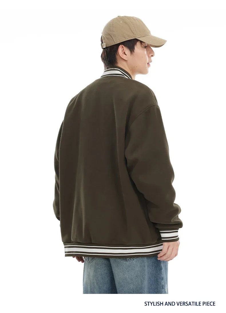 American Retro Embroidered Baseball Jacket with Vintage-Inspired Design and Relaxed Fit