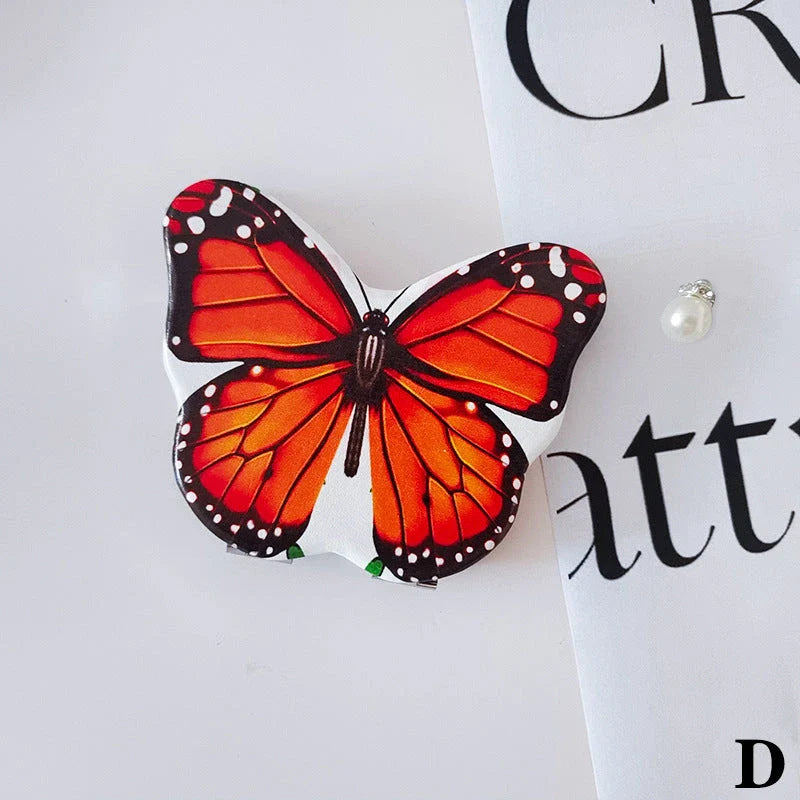 Elegant foldable butterfly makeup mirror with premium PU leather and tempered glass construction