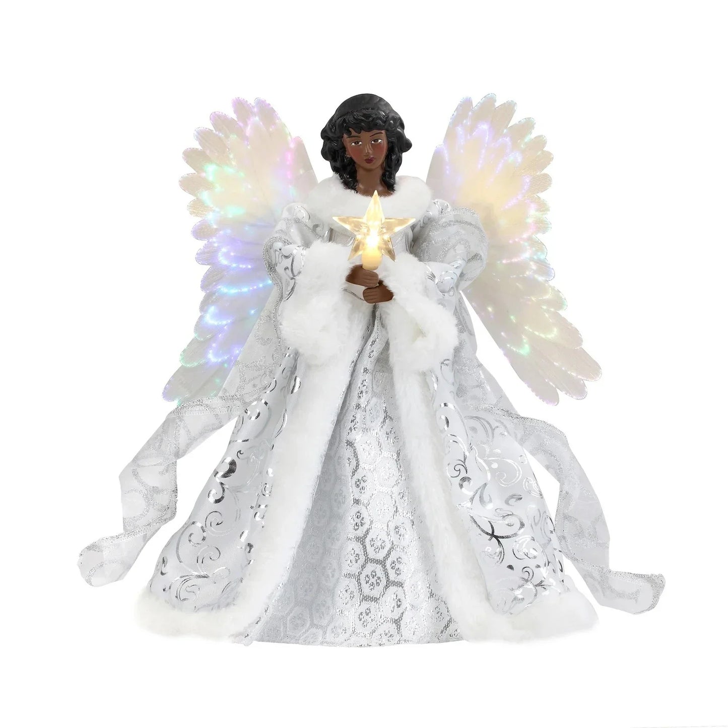 Glowing Angel Christmas Tree Topper with LED Lights - Exquisite Acrylic Decoration for Festive Celebrations