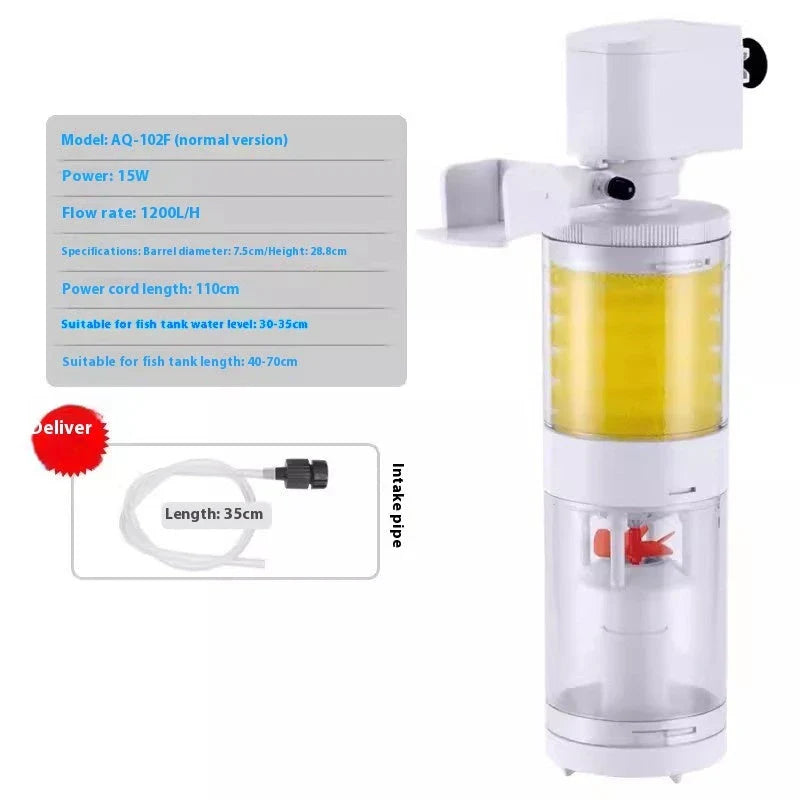 Premium 3-in-1 fish tank with integrated filtration system, sleek wall-mounted design, and durable plastic construction
