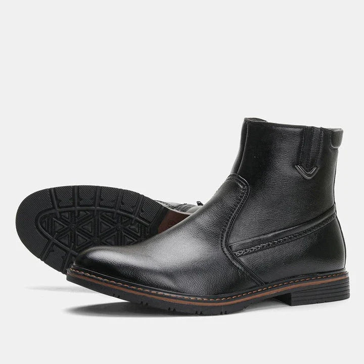 Retro Classic Leather Boots with Pointed Toe Design, Antiskid Sole, and Handsome Sewing Details
