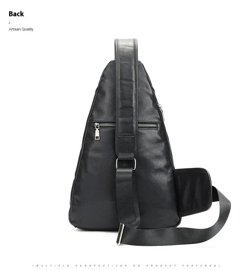 Premium cowhide messenger bag with brushed skeleton-skin design, large capacity, and adjustable shoulder strap