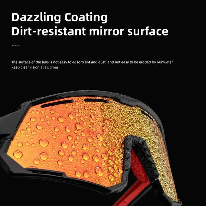 Polarized sports cycling sunglasses with interchangeable lenses in various colours