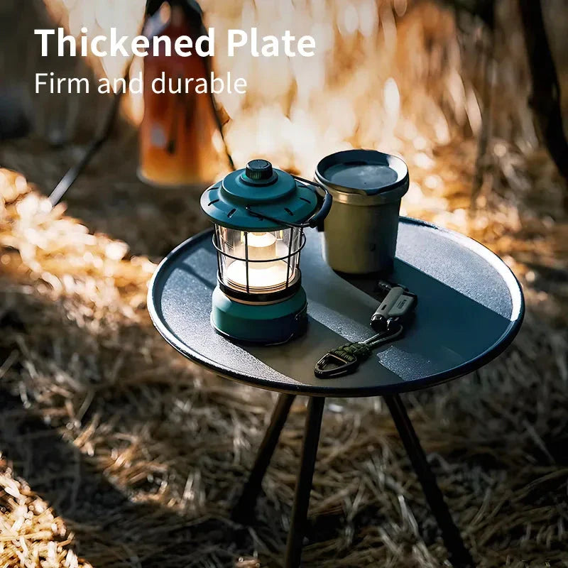 Adjustable Ultralight Portable Camping Round Table with Light Stand - Premium and Durable Outdoor Furniture for Camping, Picnics, and More