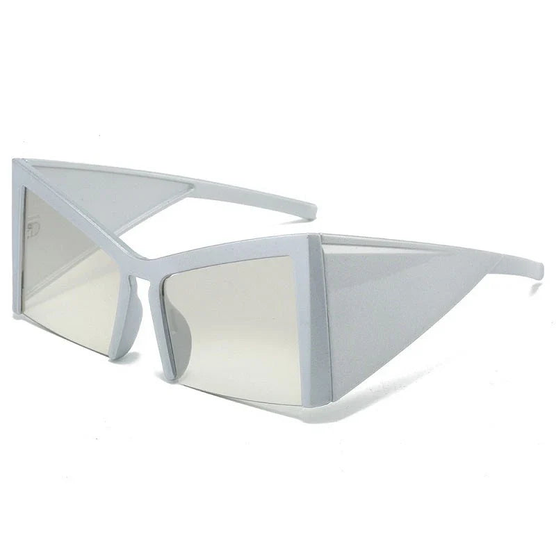 Irregular semi-rimless sunglasses with UV400 protection, offering a unique and stylish design for both men and women